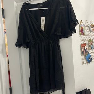 Mink pink wrap dress with stars